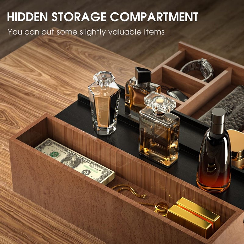 Sephyroth Cologne Organizer for Men 3 Tier of Elevated Cologne Display Shelf with Drawer Storage Perfume Organization and Storage Display Risers,Great Gift for Man(Walnut Black) - Image 3